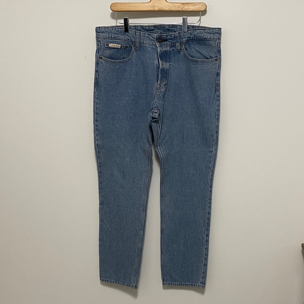 NWOT Calvin Klein 34 x 30 Men's Straight Button Fly Blue Jeans